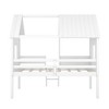 PAGED Twin Size Low Loft Bed, Wooden House Shape Bed Frame with Roof, Inclined Ladder and Guardrail, Modern Bunk Bed for Boy and Girl - 3 of 4