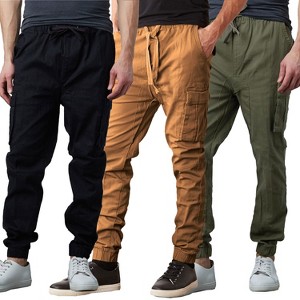Jump Start Men's Super Flex Stretch Cargo Jogger Pants -3 Pack - 1 of 4