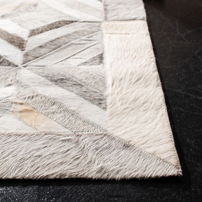 Handmade Gray Geometric Cowhide Area Rug 4' x 6'