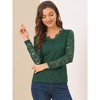 INSPIRE CHIC Women's Floral Embroidery Sheer Long Sleeves Lace Blouses - 2 of 4