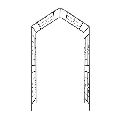 Lirago, 16.92"D * 94.48"H * 56.29"W, Black Metal Garden Arch - Galvanized Iron Trellis, Rose Arch, Outdoor Garden Decor with Gate Design
