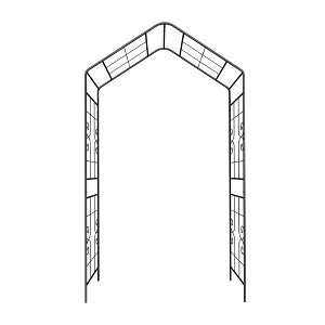 Lirago Black Metal Garden Arch-Galvanized Iron Trellis Rose Arch Outdoor Garden Decor with Gate Design 16.92"Dx94.48"Hx56.29"W - 1 of 4