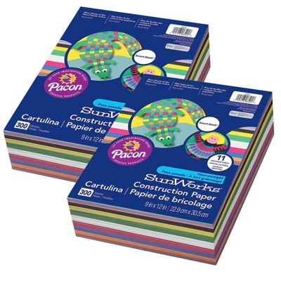 SunWorks Construction Paper, 11 Assorted Colors, 12 x 18, 150 Sheets per Pack, 2 Packs