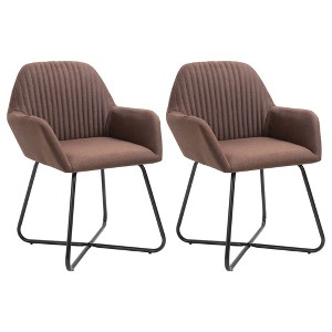 vidaXL Dining Chairs 2 pcs Brown Fabric - 1 of 4