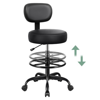 KERDOM Drafting Chair with Backrest for Home, Office, Salon, Kitchen, Shop, Black