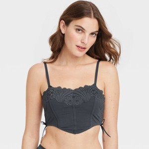 Women's Lace-Up Crochet Corset Bra - Colsie™ - 1 of 4