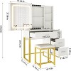 Acekool  Sliding Mirror Vanity Desk with Tri-Mode Mirror, Charging Station, Drawers & Stool for Bedroom - 2 of 4