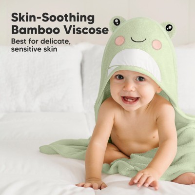 Organic Bamboo Hooded Baby Towel Set in Frog Design