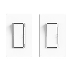 ELEGRP Digital Slide Dimmer Light Switch Single Pole/3-Way for 300W Dimmable LED/CFL Lights and 600W Incandescent/Halogen, UL Listed, White 2 Pack - 1 of 1