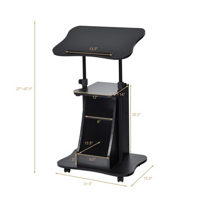 Black Adjustable Height Particle Board Laptop Cart