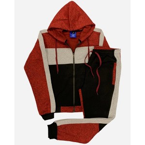 Mens' 2-Piece Jogger Sweatsuit Color Block Sweat jacket Sweatpants Fleece suit - 1 of 4