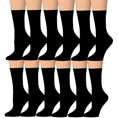 Tipi Toe Women's 12 Pack Black Solid Color Patterned Lightweight Crew Socks