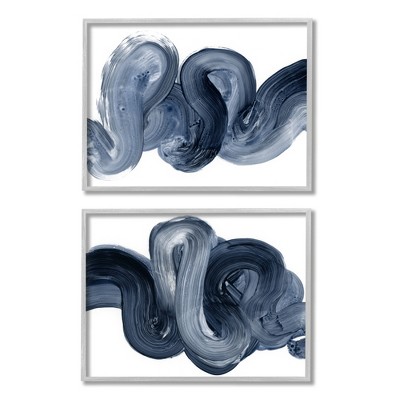 Stupell Industries Curved Abstract Brushstroke Organic 2pc Framed Giclee Art Set