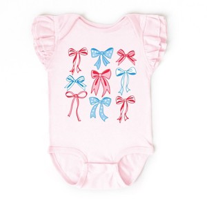 The Juniper Shop Patriotic Bows Stacked Coquette Flutter Sleeve Bodysuit - 1 of 4