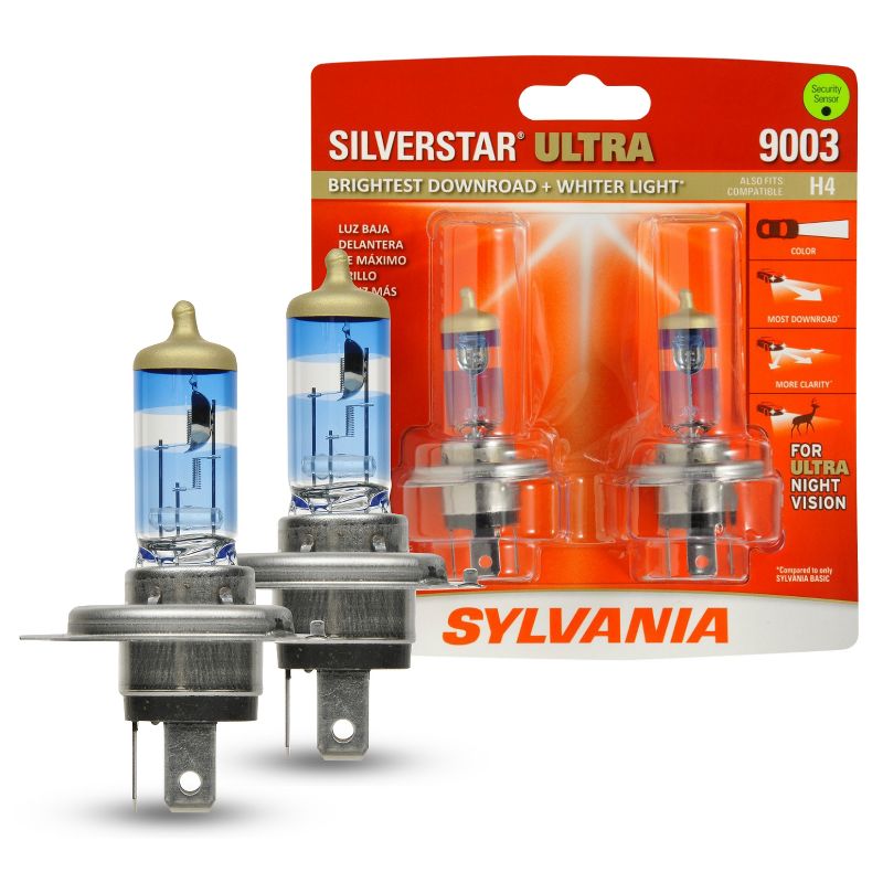 SYLVANIA - 9003 SilverStar Ultra - High Performance Halogen Headlight Bulb, High Beam, Low Beam and Fog Replacement Bulb (Contains 2 Bulbs), 1 of 8