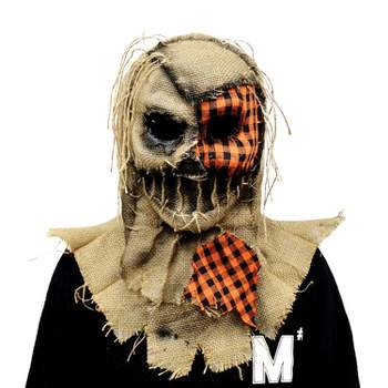 Halloween Express Adult Scarecrow 3 Patchwork Costume Mask -  - Beige
