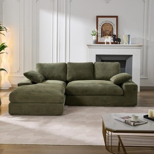 FURNIinspire Modular Sectional Living Room Sofa, Modern Minimalist Style Upholstered Sleeper Sofa for Bedroom, L-Shape, Army Green, 29.1"*27.6"*16.5" - 1 of 4