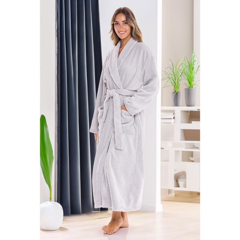 Women's Cozy Fleece Winter Wrap Around Robe, Long Plush Bathrobe, 3 of 7