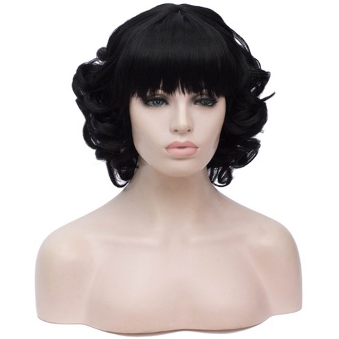 Unique Bargains Baseball Cap with Hair Extensions Fluffy Curly Wavy Wig Hairstyle 26 Wig Hat for Woman Black Brown