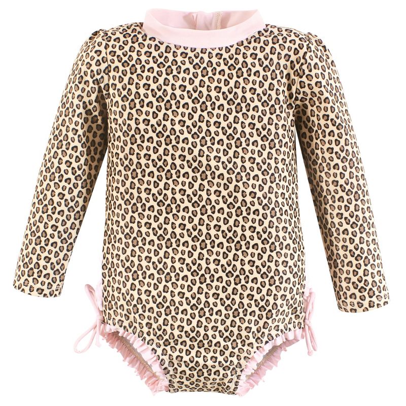 Hudson Baby Girls Rashguard Toddler Swimsuit, Leopard, 1 of 3