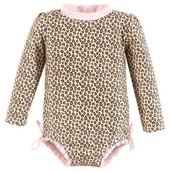 Hudson Baby Girls Rashguard Toddler Swimsuit, Leopard