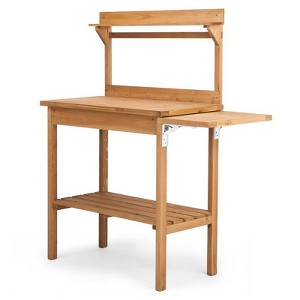 Karl Home Outdoor Fir Wood Garden Potting Bench With Side Panels And Decorative Top Shelf - 1 of 4