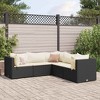 vidaXL Patio Lounge Set with Cushions Sectional Sofa Garden Backyard Poly Rattan - Black and Cream 3x Corner 2x Middle - 2 of 4