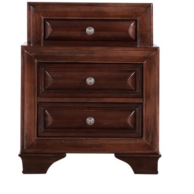 Cappuccino 3-Drawer Real Wood Veneer Nightstand 28"x28"