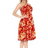 LA LEELA Women's Tube Dress Mini Boho Dress One Size Ruby Floral Hibiscus - 3 of 4