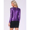 Allegra K Women's Long Sleeve Puff Sleeve Party Glitter Shiny Metallic Tops - 4 of 4