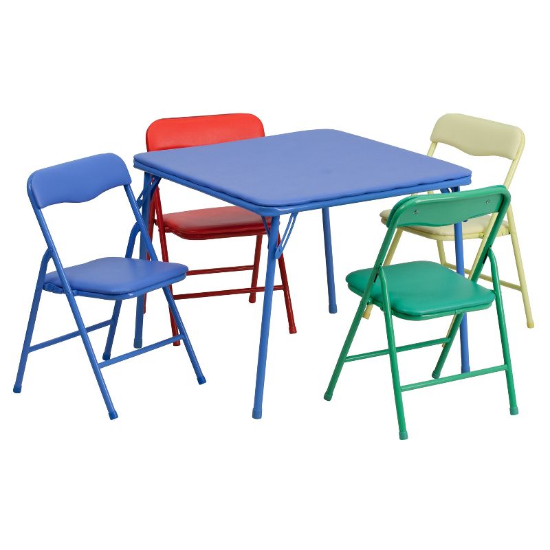 Flash Furniture Kids Colorful 5 Piece Folding Table and Chair Set, 1 of 7