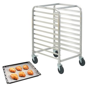 VEVOR Bun Pan Rack, 10-Tier Commercial Bakery Racks with Brake Wheels, Aluminum Racking Trolley Storage for Half & Full Sheet, 26"L x 20.3"W x 39"H - 1 of 4
