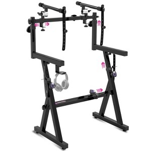 Liquid Stands Dual Piano Keyboard Stand w/ 2nd Tier Adjustable Arms - Z Style Piano Stand, Portable 2 Tier Sturdy Stand for 54 61 88 Key Piano & Synth - 1 of 4