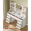 Vanity Desk with 9 LED Lights, 43.3 Inch Makeup Table with 9 Drawers & 8 Compartments, Dressing Table with Charging Station, Cloud White - 3 of 4