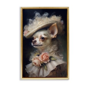 Stupell Industries Classic Fashion Chihuahua Black Framed Floater Canvas Wall Art - 1 of 4