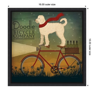 Amanti Art White Doodle on Bike Summer by Ryan Fowler Canvas Wall Art Print Framed 16-in. x 16-in. in Black