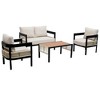 4-Piece Outdoor Iron Cnversation Sofa Set with Coffee Table, Rattan Decoration - 3 of 4