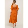Pinkblush Rust Front Tie Ruffle Sleeve Maternity Midi Dress - 3 of 4