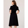 INSPIRE CHIC Women's Business Short Sleeve Pocket Belted Button Down Midi Shirt Dresses - 4 of 4
