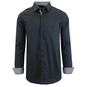 Galaxy By Harvic Men's Long Sleeve Slim-Fit Solid Dress Shirts - 1 of 4