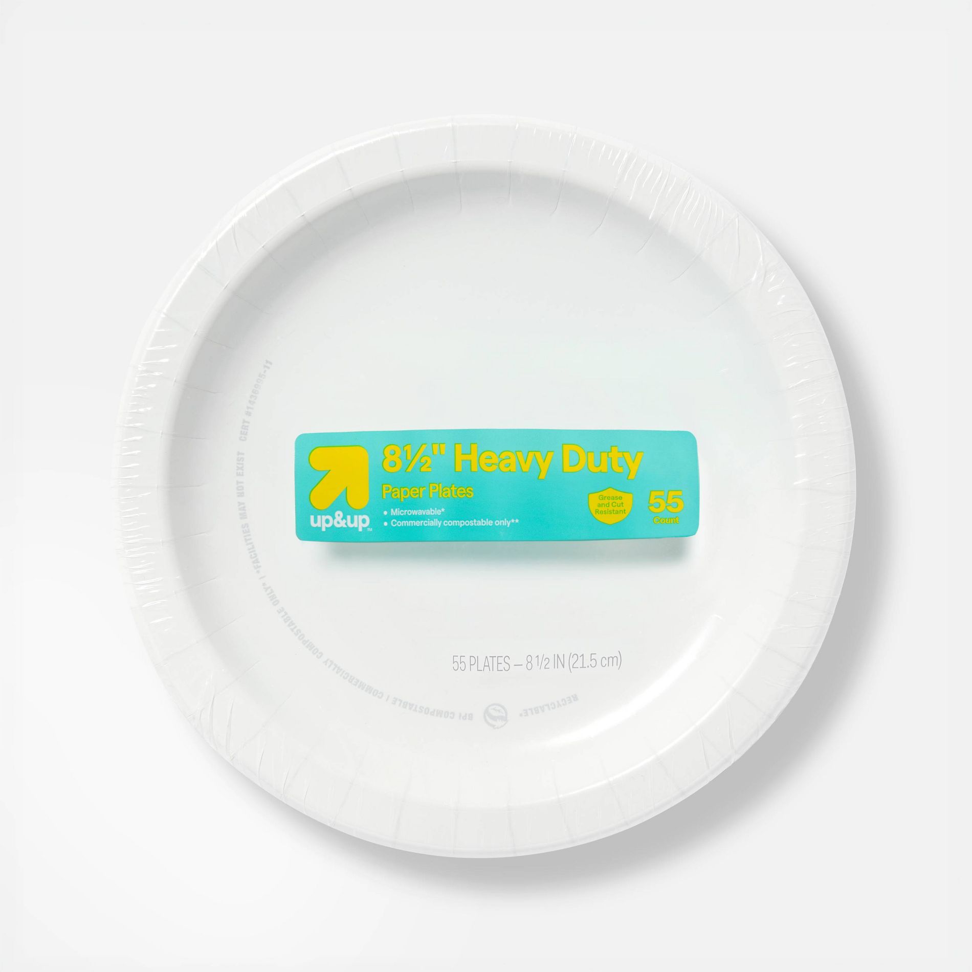 White Paper Plates 8.5" - 55ct - up&up™: Disposable Dinnerware, Solid Pattern, Round Shape