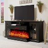 AMERLIFE 3-Sided Glass Fireplace TV Stand with LED Lights ,Fireplace Media Entertainment Center Console Cabinet Table with Glass Door Closed Storage - 3 of 4