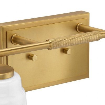 Brushed Gold 2-Light Vanity with Opal Glass Shades