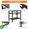 Outdoor Grill Cart with Double-Shelf, Portable Dining Cart Table for BBQ Stainless Steel/Iron Movable Food Prep Table - 3 of 4