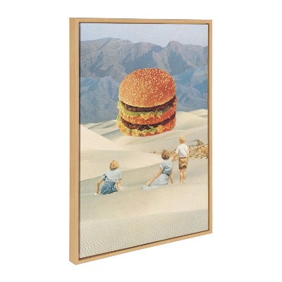 Desert Mirage Surreal Art Print on Canvas with Natural Frame