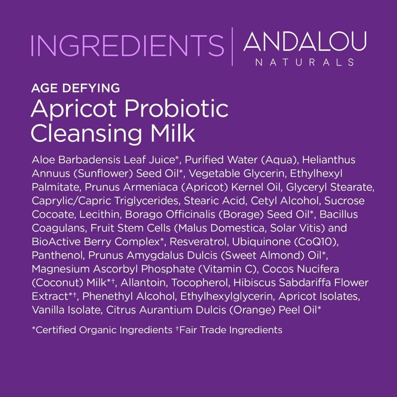 Andalou Naturals Apricot Probiotic Cleansing Milk - Unscented - 6 fl oz, 6 of 9