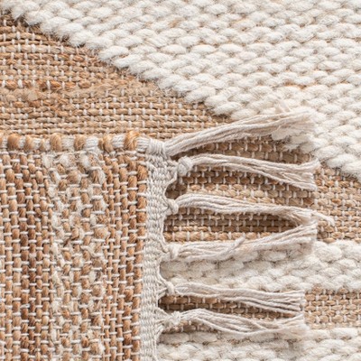 Ivory Rectangular Flat Woven Handmade Wool Rug, 4' x 6'