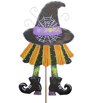 Halloween Witch Hat & Skirt Stake  -  One Yard Stake 32 Inches -  Easel Back Or Wall  -  F22077  -  Metal  -  Black