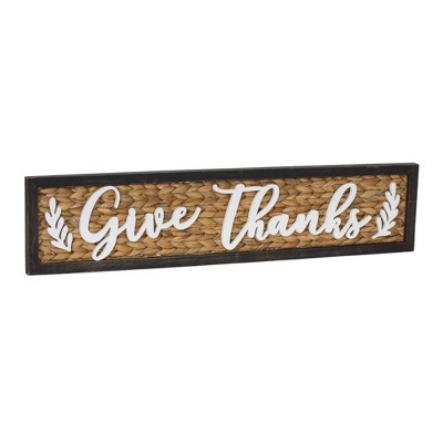 Melrose Woven Give Thanks Sign 32"L