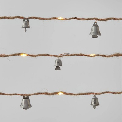 30ct Jute with Bells Dewdrop LED Christmas String Lights Warm White with Copper Wire - Wondershop™